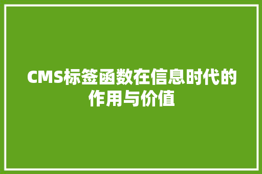 CMS标签函数在信息时代的作用与价值 GoogleSEO