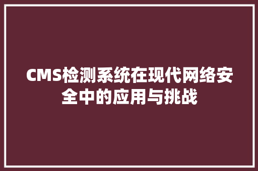 CMS检测系统在现代网络安全中的应用与挑战