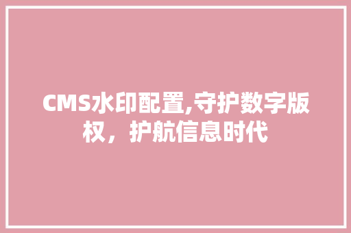 CMS水印配置,守护数字版权，护航信息时代