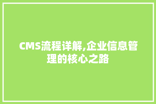 CMS流程详解,企业信息管理的核心之路 百度SEO