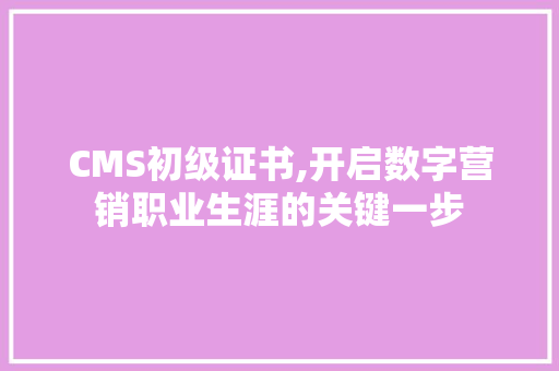 CMS初级证书,开启数字营销职业生涯的关键一步 GoogleSEO