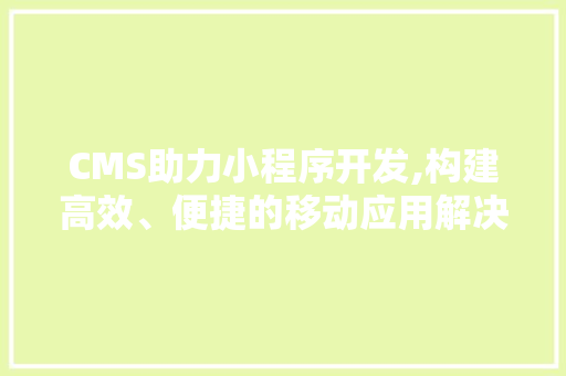 CMS助力小程序开发,构建高效、便捷的移动应用解决方法 必应SEO