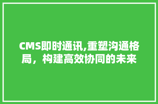 CMS即时通讯,重塑沟通格局，构建高效协同的未来