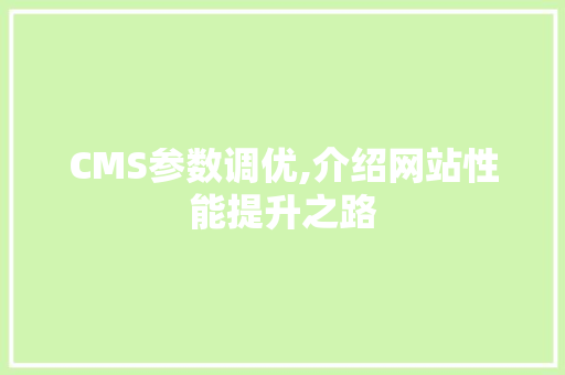 CMS参数调优,介绍网站性能提升之路 必应SEO