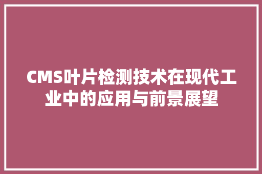 CMS叶片检测技术在现代工业中的应用与前景展望