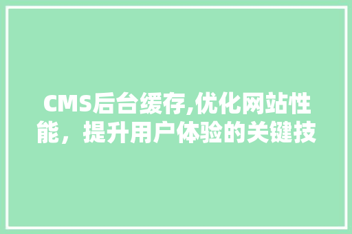 CMS后台缓存,优化网站性能，提升用户体验的关键技术