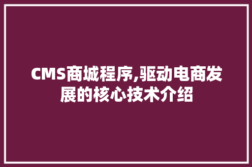 CMS商城程序,驱动电商发展的核心技术介绍