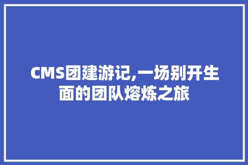CMS团建游记,一场别开生面的团队熔炼之旅