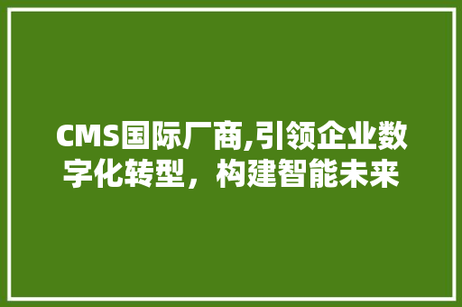 CMS国际厂商,引领企业数字化转型，构建智能未来 百度SEO