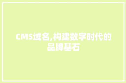 CMS域名,构建数字时代的品牌基石 GoogleSEO