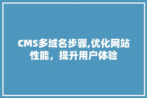 CMS多域名步骤,优化网站性能，提升用户体验 必应SEO
