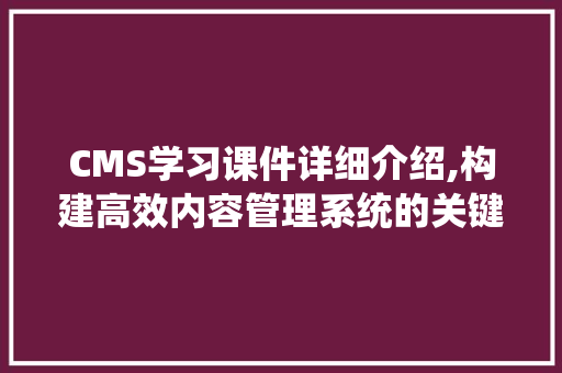 CMS学习课件详细介绍,构建高效内容管理系统的关键要素 GoogleSEO