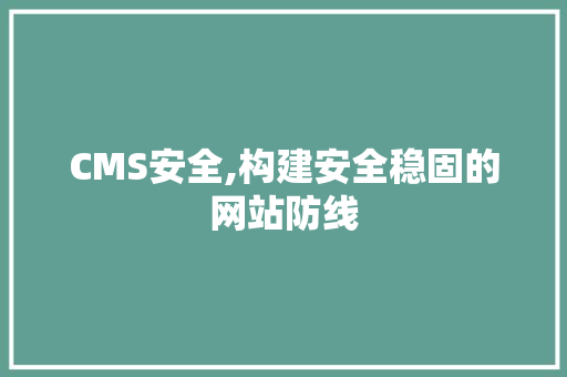 CMS安全,构建安全稳固的网站防线 GoogleSEO