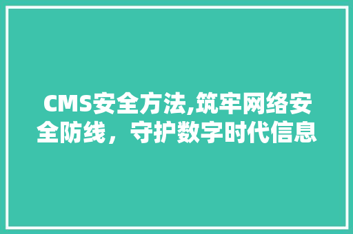CMS安全方法,筑牢网络安全防线，守护数字时代信息安全 百度SEO
