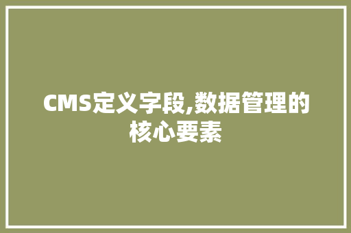 CMS定义字段,数据管理的核心要素
