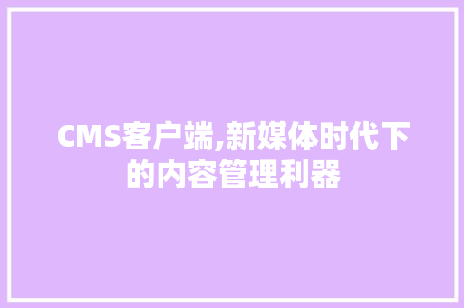 CMS客户端,新媒体时代下的内容管理利器 百度SEO