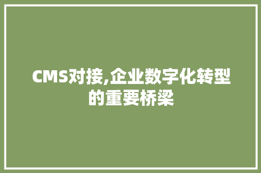CMS对接,企业数字化转型的重要桥梁