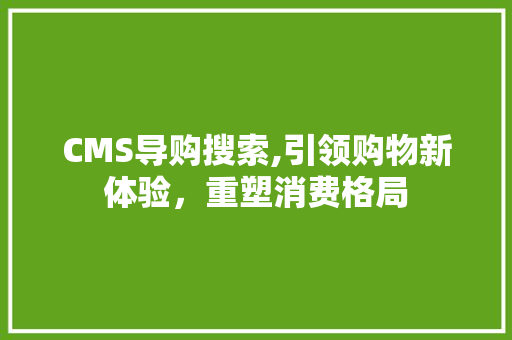 CMS导购搜索,引领购物新体验，重塑消费格局 GoogleSEO