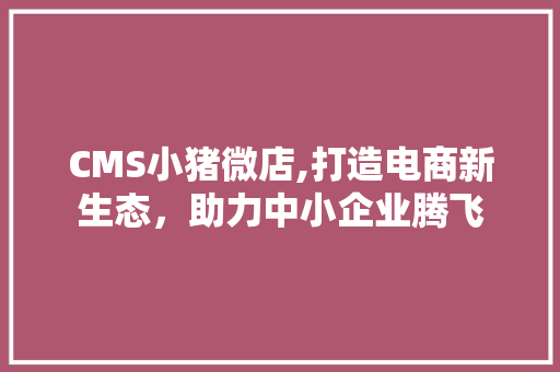 CMS小猪微店,打造电商新生态，助力中小企业腾飞
