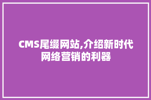 CMS尾缀网站,介绍新时代网络营销的利器