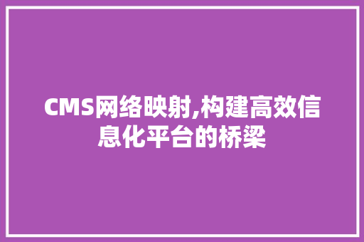 CMS网络映射,构建高效信息化平台的桥梁