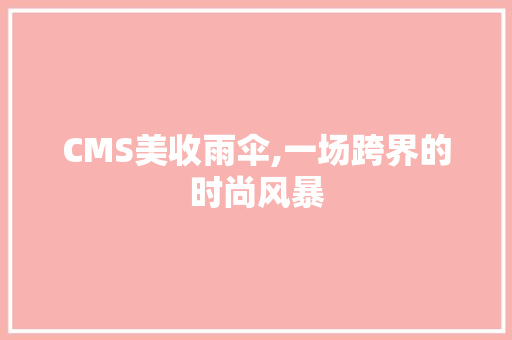 CMS美收雨伞,一场跨界的时尚风暴
