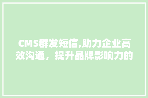 CMS群发短信,助力企业高效沟通，提升品牌影响力的秘密武器