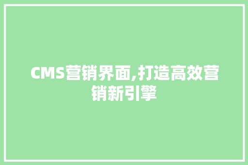 CMS营销界面,打造高效营销新引擎 百度SEO