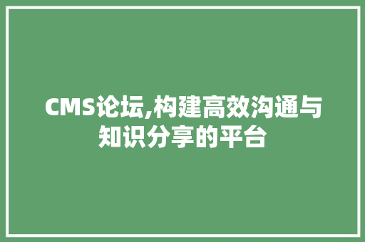 CMS论坛,构建高效沟通与知识分享的平台 必应SEO