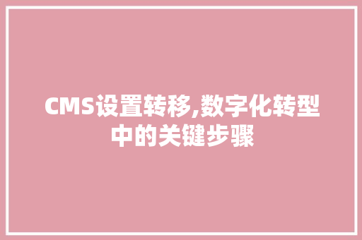 CMS设置转移,数字化转型中的关键步骤 必应SEO