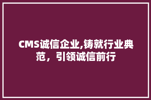 CMS诚信企业,铸就行业典范，引领诚信前行 必应SEO