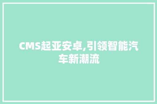 CMS起亚安卓,引领智能汽车新潮流 神马SEO