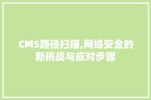 CMS路径扫描,网络安全的新挑战与应对步骤