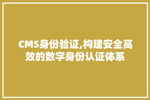 CMS身份验证,构建安全高效的数字身份认证体系
