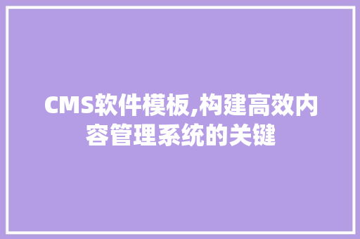 CMS软件模板,构建高效内容管理系统的关键 必应SEO