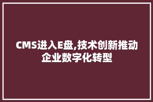 CMS进入E盘,技术创新推动企业数字化转型