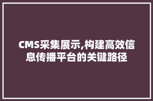 CMS采集展示,构建高效信息传播平台的关键路径