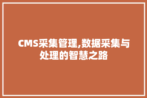 CMS采集管理,数据采集与处理的智慧之路