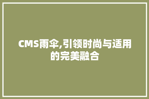 CMS雨伞,引领时尚与适用的完美融合