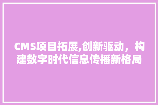 CMS项目拓展,创新驱动，构建数字时代信息传播新格局