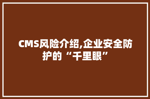 CMS风险介绍,企业安全防护的“千里眼”