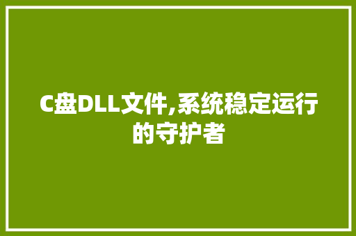 C盘DLL文件,系统稳定运行的守护者