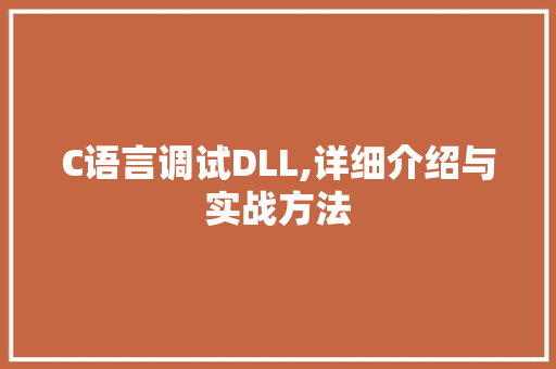 C语言调试DLL,详细介绍与实战方法