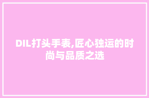 DIL打头手表,匠心独运的时尚与品质之选