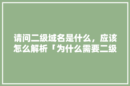 请问二级域名是什么，应该怎么解析「为什么需要二级域名呢」