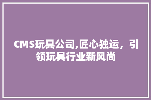 CMS玩具公司,匠心独运，引领玩具行业新风尚