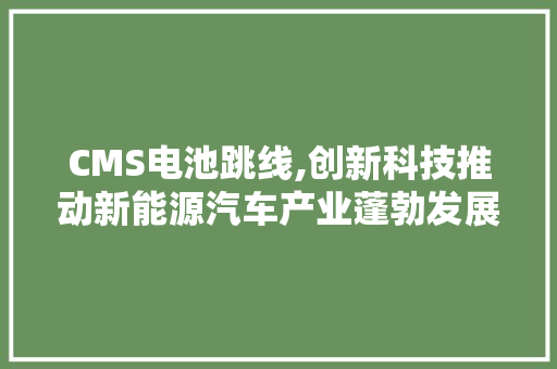 CMS电池跳线,创新科技推动新能源汽车产业蓬勃发展