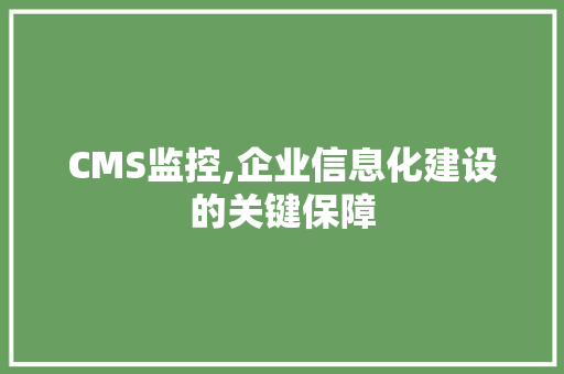 CMS监控,企业信息化建设的关键保障 必应SEO