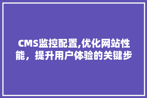CMS监控配置,优化网站性能，提升用户体验的关键步骤
