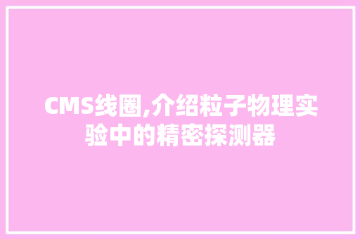 CMS线圈,介绍粒子物理实验中的精密探测器